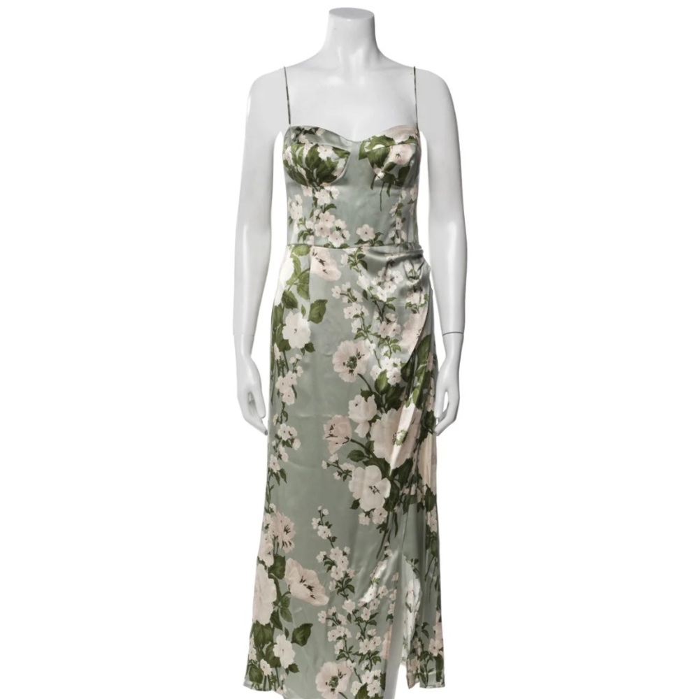 Reformation Green Floral Maxi Dress
